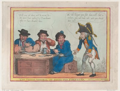 1803年12月11日、エウリュアロス号に乗船したフランス人提督 1803年12月11日。 作： Thomas Rowlandson