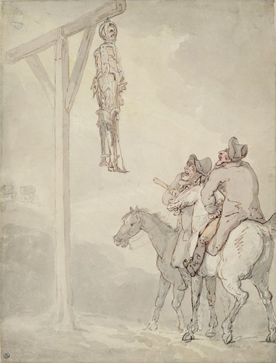 ギベット（ペンとインク、水彩、紙に鉛筆） 作： Thomas Rowlandson