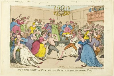 ギグ ショップまたはネル ハミルトンズ ホップでそよ風を吹く 作： Thomas Rowlandson