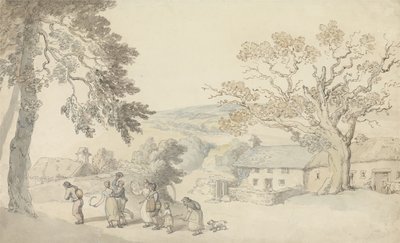 収穫者（ペンとインク、紙に鉛筆でw - c） 作： Thomas Rowlandson