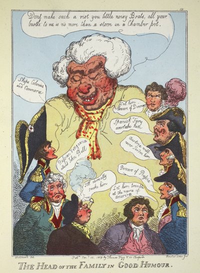 グッドユーモアの家族の代表、パブ。トーマス・テッグ、1809年1月15日（手描きの彫刻） 作： Thomas Rowlandson