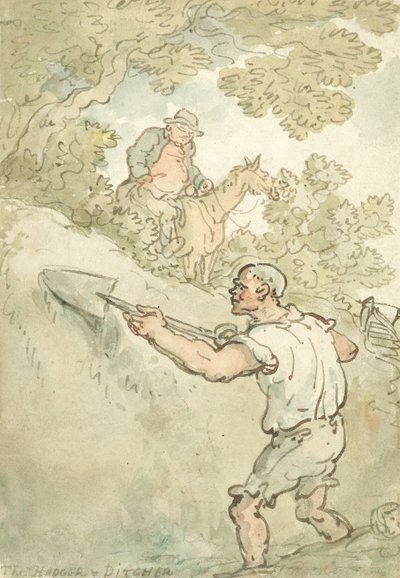 ヘッジャーとディッチャー（ペンとインク、紙に水彩） 作： Thomas Rowlandson
