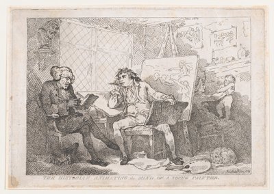 若い画家の心を奮い立たせる歴史家 作： Thomas Rowlandson
