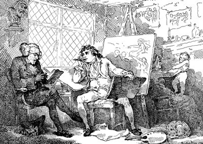 歴史家、1784年、若い画家の心をアニメ化。 作： Thomas Rowlandson