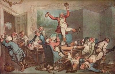 狩猟の晩餐、c1780-1825。 作： Thomas Rowlandson