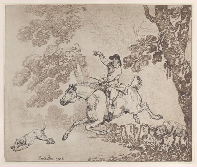 ハンツマン、1785年、1785年。 作： Thomas Rowlandson