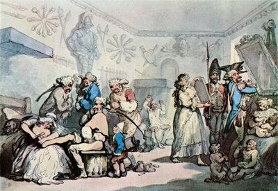 フランスの兵舎の内部、1787年、1929年 作： Thomas Rowlandson
