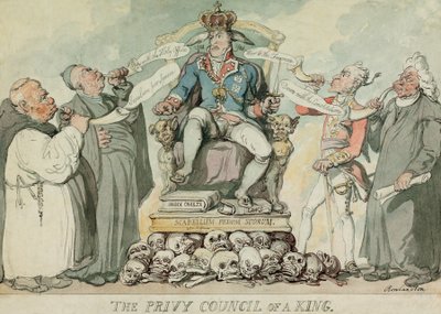 The Privy Council of a King（王の枢密院）、pub.1815年（手彩色彫刻 作： Thomas Rowlandson