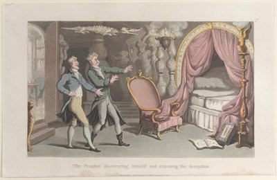 自分自身を発見し、欺瞞を暴露する預言者、Journal of Sentimental T...、1821 年。 作： Thomas Rowlandson