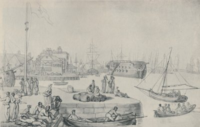 ザキー、ブラックウォールドック、1810年、1920年 作： Thomas Rowlandson