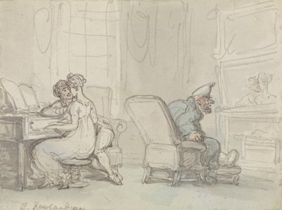 リフレクション（紙にw - cのペンとインク） 作： Thomas Rowlandson
