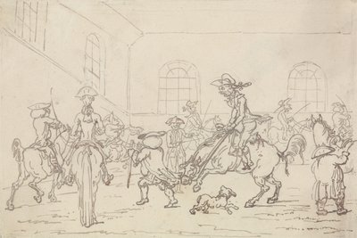 乗馬学校（紙にペンとインク） 作： Thomas Rowlandson