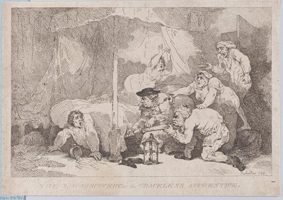 グレースレス・アプレンティスの悲しい発見、1785 年 11 月 30 日、1785 年 11 月 30 日。 作： Thomas Rowlandson