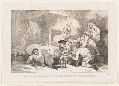 グレースレス・アプレンティスの悲しい発見、1785 年 11 月 30 日、1785 年 11 月 30 日。 作： Thomas Rowlandson