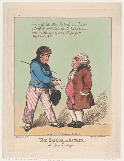 セーラーとバンカー、1799 年 10 月 28 日、1799 年 10 月 28 日。 作： Thomas Rowlandson
