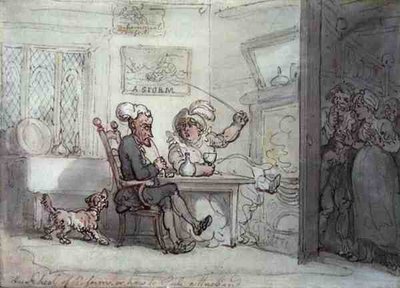 "The School of Reform, or How to Rule a Husband" (ペン、水彩、鉛筆、紙) 作： Thomas Rowlandson