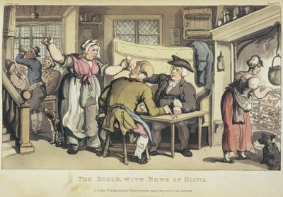 オリバー・ゴールドスミスの「ウェイクフィールドの牧師」より、オリビアの知らせを伴う叱責 作： Thomas Rowlandson