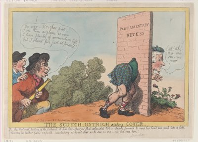 The Scotch Ostrich Seeking Cover, July 8, 1805., July 8, 1805. 作： Thomas Rowlandson
