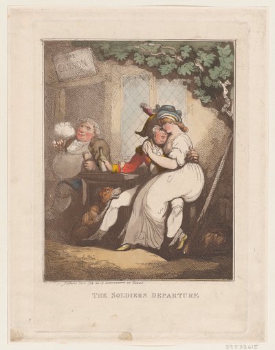 兵士の出発、1799 年 10 月 10 日、1799 年 10 月 10 日。 作： Thomas Rowlandson