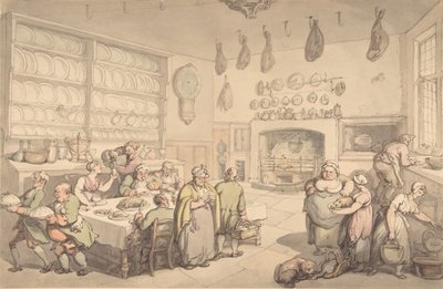 スクワイアズ キッチン、18 世紀後半から 19 世紀初頭。 作： Thomas Rowlandson