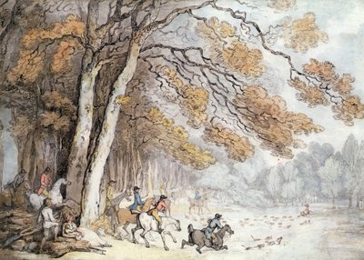 クワガタ狩り（ペン・水彩・紙） 作： Thomas Rowlandson
