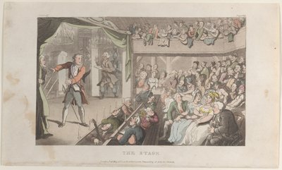 舞台。 1817 年 5 月 1 日、1817 年 5 月 1 日、「ウェイクフィールドの牧師」より、ホレイショとしてのジョージ プリムローズ。 作： Thomas Rowlandson