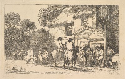 「スリー・ホースシューズ」――道沿いの宿 作： Thomas Rowlandson