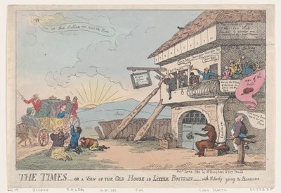 1784 年 1 月 23 日、ザ タイムズ - またはリトル ブリテンの古い家の眺め - 誰も行かない。 作： Thomas Rowlandson
