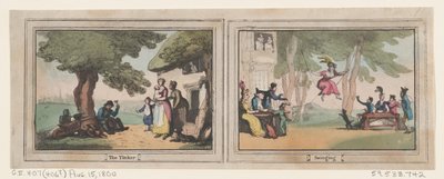 The Tinker and Swinging、1800 年 8 月 15 日、1800 年 8 月 15 日。 作： Thomas Rowlandson