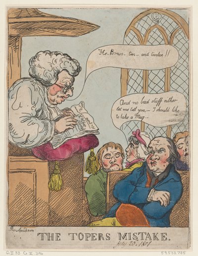 トパーの間違い、1801 年 7 月 20 日、1801 年 7 月 20 日。 作： Thomas Rowlandson