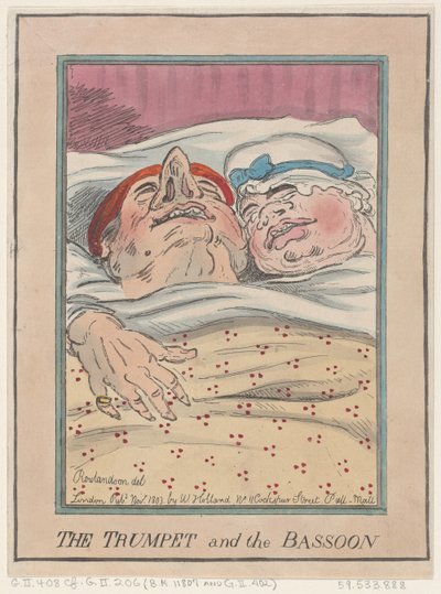 トランペットとファゴット、1803 年 11 月、1803 年 11 月。 作： Thomas Rowlandson