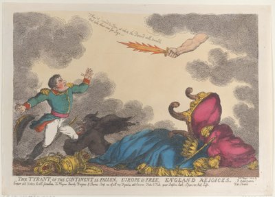 大陸の暴君は倒れ、ヨーロッパは自由になり、イギリスは喜ぶ、1814 年 5 月 1 日、1814 年 5 月 1 日. 作： Thomas Rowlandson