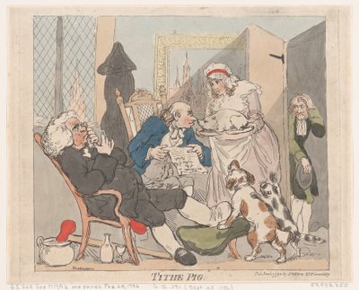 十分の一の豚、1790 年 1 月 1 日、1790 年 1 月 1 日。 作： Thomas Rowlandson