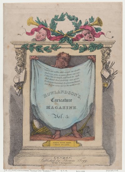 タイトルページ、ローランドソンの似顔絵雑誌、Vol。 5、1808年、1808年。 作： Thomas Rowlandson