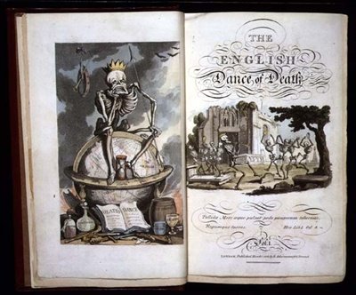 R.アッカーマン著「英国式死の舞踏」のタイトルページ。 作： Thomas Rowlandson