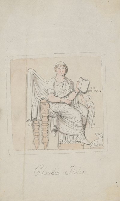 『トゥームストーン』――音楽の寓意としてのクラウディア・イタリア 作： Thomas Rowlandson