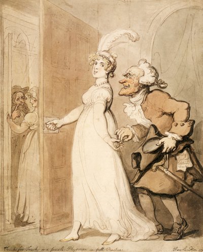 「タッチ・フォー・タッチ、または完全な診療を行う女性医師」、1790年代 作： Thomas Rowlandson