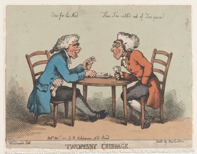 2 ペニー クリベッジ、1810 年 10 月 1 日、1810 年 10 月 1 日。 作： Thomas Rowlandson