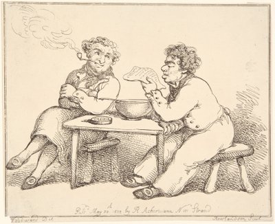 テーブルに座る二人の男性 作： Thomas Rowlandson