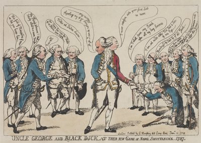 ジョージおじさんとブラック・ディック、新たな「海軍シャトルコック」ゲームに興じる 作： Thomas Rowlandson