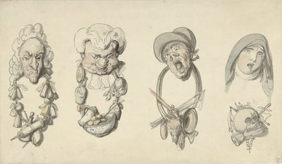 4つの風刺的な見出し 作： Thomas Rowlandson