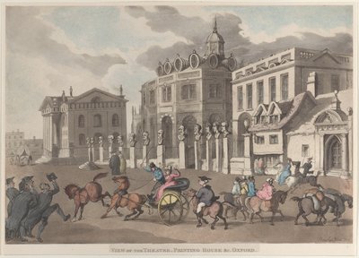劇場、プリンティング ハウス & c のビュー。 オックスフォード, 1810., 1810. 作： Thomas Rowlandson