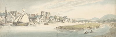 川の上の町の眺め カーウィサム城 1775年～1827年 作： Thomas Rowlandson