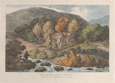 1812 年 4 月 12 日、コーンウォールの景色からのキャメル川の眺め、1812 年 4 月 12 日。 作： Thomas Rowlandson