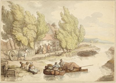 川沿いの村 作： Thomas Rowlandson