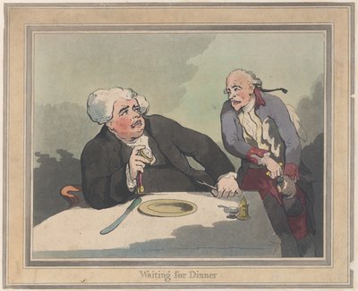 夕食を待っている、1792 年 11 月 5 日、1792 年 11 月 5 日。 作： Thomas Rowlandson