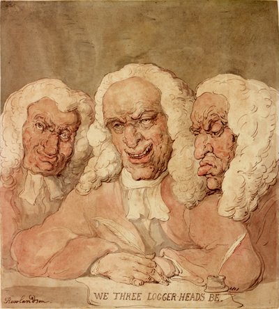 We Three Logger-Heads Be、c.1805（紙にインク、鉛筆、水彩） 作： Thomas Rowlandson