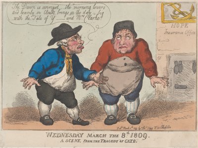 1809年3月8日（水）『カトーの悲劇』からの一場面、1809年3月8日（水）。 作： Thomas Rowlandson