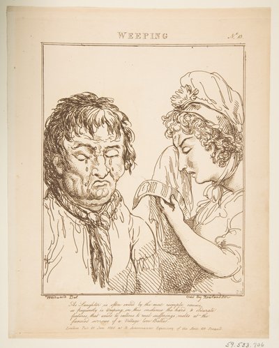 1800年1月21日、ルブラントラヴェストの泣き声、または情熱の似顔絵。 作： Thomas Rowlandson