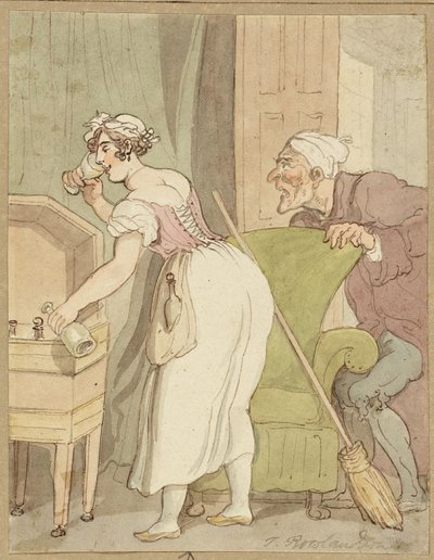 飲み物を盗んだ女性が逮捕される 作： Thomas Rowlandson